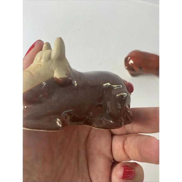 Vintage Enesco Japan Brown Glazed Cow Salt & Pepper Shaker Set RARE - Picture 10 of 15